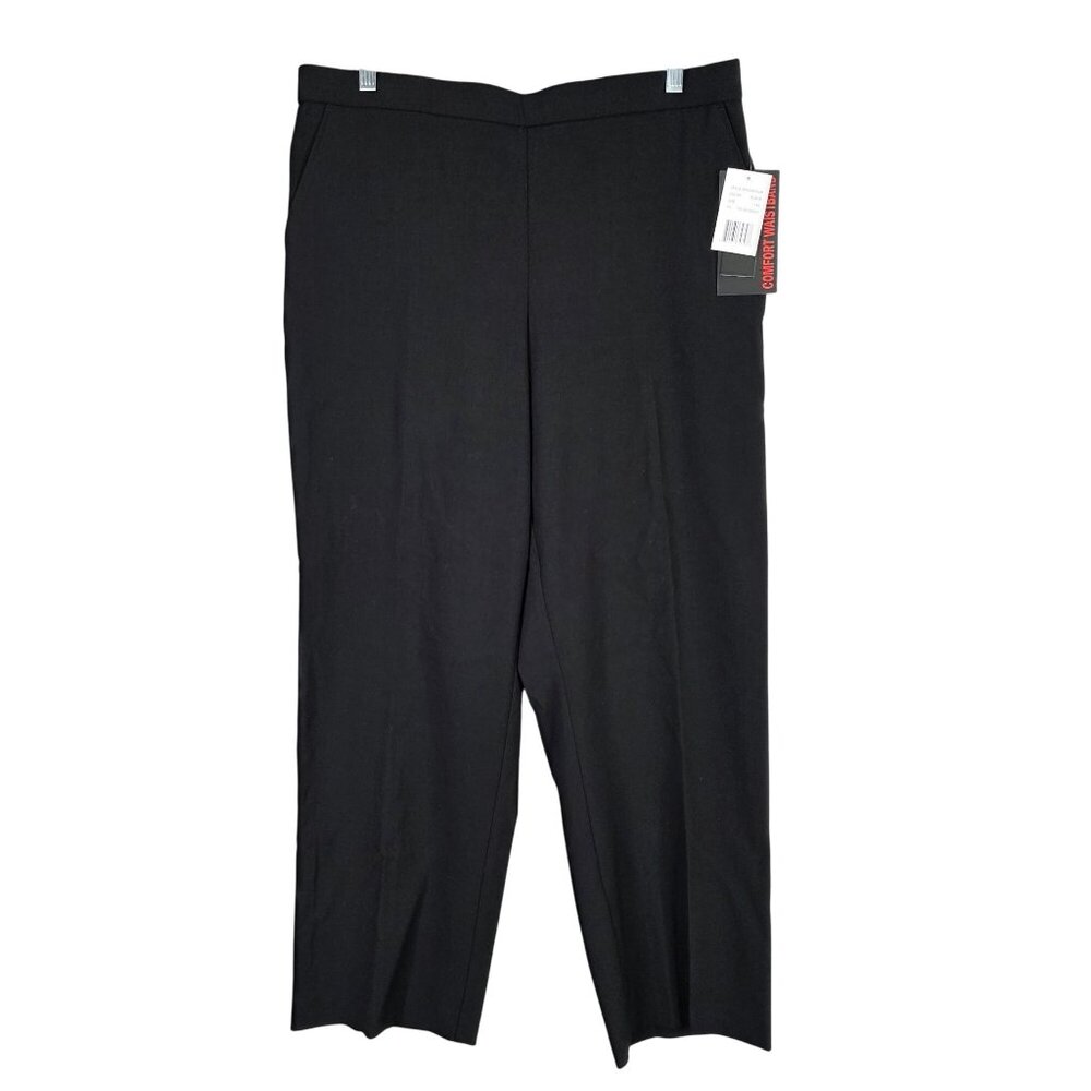 Womens Briggs Black Solid Elastic Waist Trouser Pants Polyester Blend Size 14S
